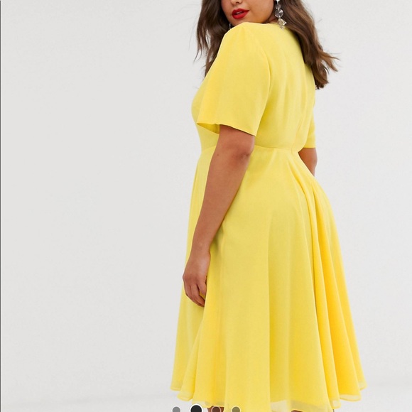 ASOS yellow embellished neck dress - Picture 3 of 4